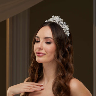 Crystal & Pearl Wedding Tiara - Glamourous Grace