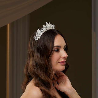 Crystal & Pearl Wedding Tiara - Glamourous Grace