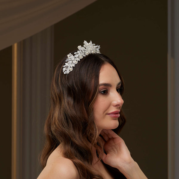 Crystal & Pearl Wedding Tiara - Glamourous Grace