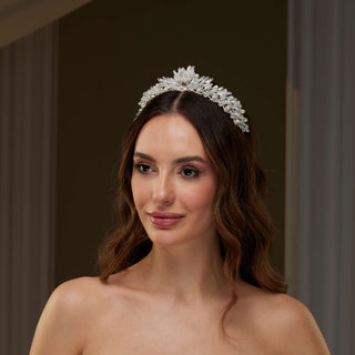 Crystal and Pearl Wedding Tiara - Glamourous Grace