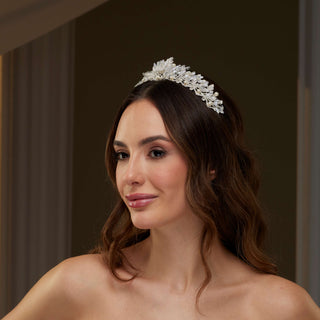 Crystal and Pearl Wedding Tiara - Glamourous Grace