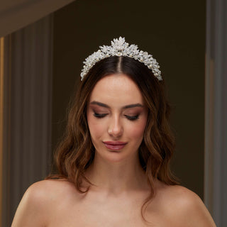 Crystal and Pearl Wedding Tiara - Glamourous Grace