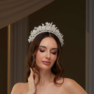 Luxury Bridal Tiara with Crystals & Pearls - Glamourous Grace
