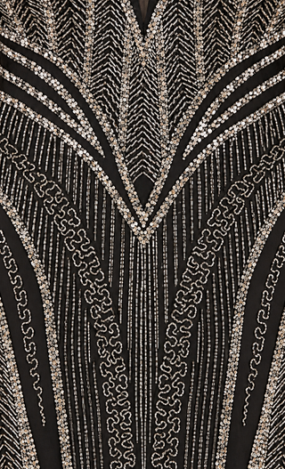 Spaghetti Strap Beaded Gown with Slit