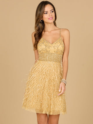 Beaded, Feather Cocktail Short - Glamourous Grace