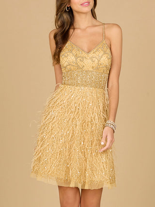 Beaded, Feather Cocktail Short - Glamourous Grace