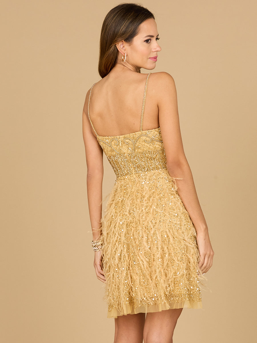 Beaded, Feather Cocktail Short - Glamourous Grace