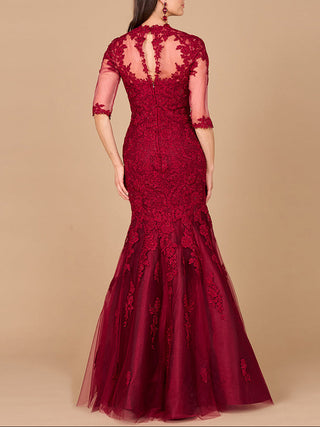 Long Sleeve, Mermaid Lace Gown - Glamourous Grace