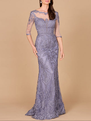 Detachable Half Sleeve Lace Sheath Gown - Glamourous Grace