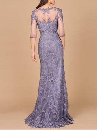 Detachable Half Sleeve Lace Sheath Gown - Glamourous Grace
