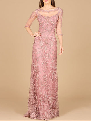 Detachable Half Sleeve Lace Sheath Gown - Glamourous Grace