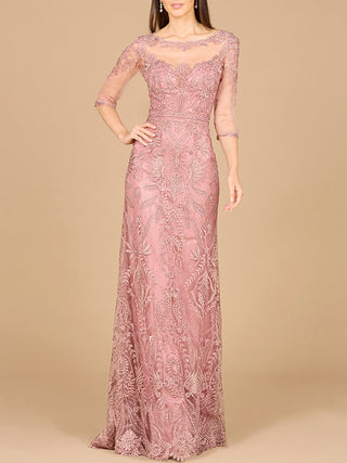 Detachable Half Sleeve Lace Sheath Gown - Glamourous Grace