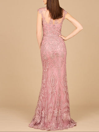 Detachable Half Sleeve Lace Sheath Gown - Glamourous Grace