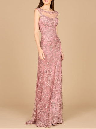 Detachable Half Sleeve Lace Sheath Gown - Glamourous Grace