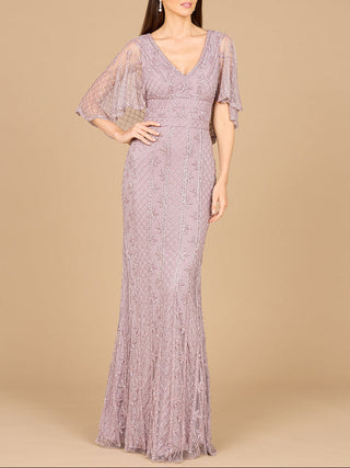 Cape Sleeve Mermaid Gown - Glamourous Grace