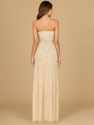 Strapless Beaded Gown with Slit  - OUTLET - Glamourous Grace