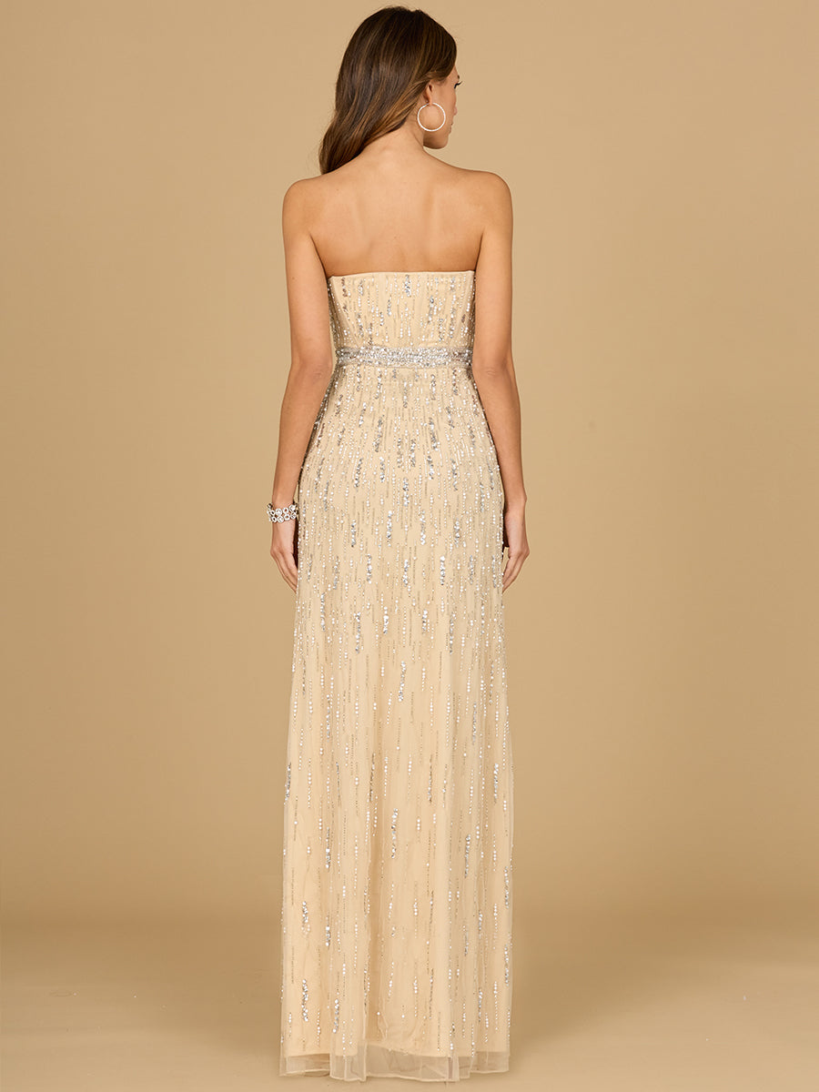Strapless Beaded Gown with Slit  - OUTLET - Glamourous Grace