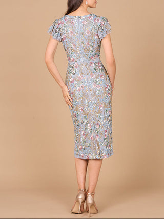 Floral Beaded Midi Dress - Glamourous Grace