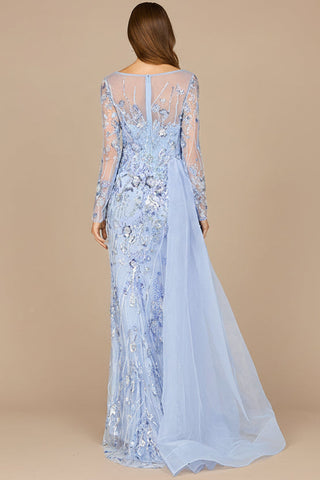 Asymmetrical Overlay Gown with Sleeves - Glamourous Grace