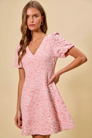 SO ME Floral Jacquard Fit And Flare Daily Mini Dress (M) - Glamourous Grace