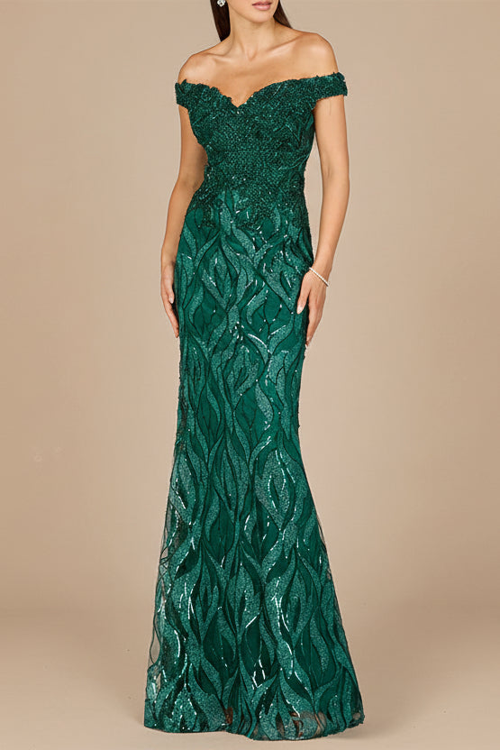 Off Shoulder, Mermaid Lace Gown - Glamourous Grace