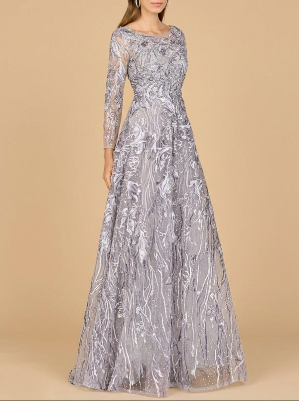 Long Sleeve Modest A-line Gown - Glamourous Grace