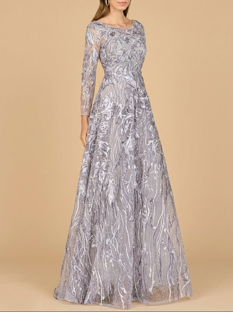 Long Sleeve Modest A-line Gown - Glamourous Grace