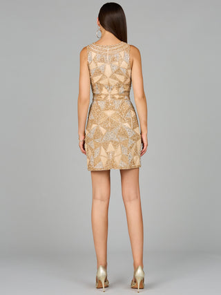 V-Neck Beaded Mini Dress with Fringe Details - Glamourous Grace