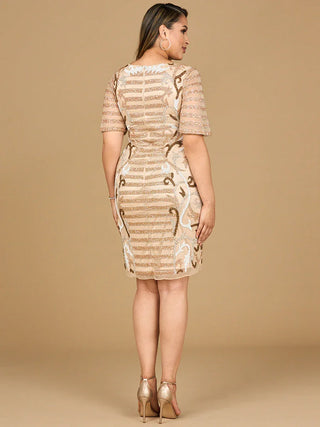 Beaded Short Sleeve Cocktail Dress - Glamourous Grace