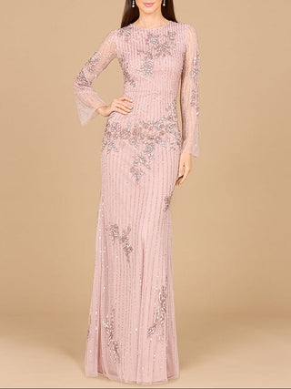 Long Sleeve, High Neck Beaded Gown - OUTLET - Glamourous Grace