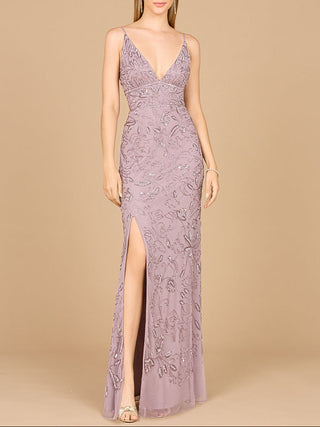 Embellished Gown with Slit And Spaghetti Straps  - OUTLET - Glamourous Grace