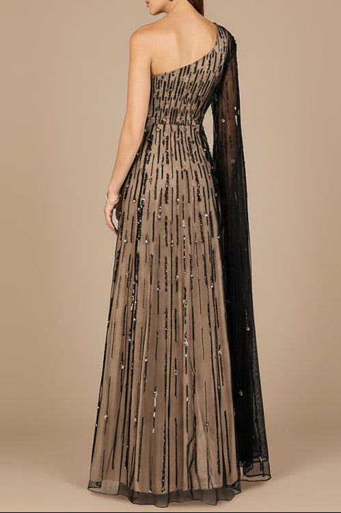 One Shoulder A-Line Gown - Glamourous Grace