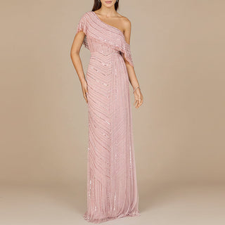 Off Shoulder Sheath Beaded Gown - Glamourous Grace