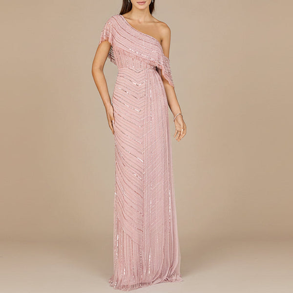 Off Shoulder Sheath Beaded Gown - OUTLET - Glamourous Grace