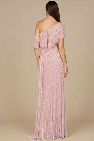 Off Shoulder Sheath Beaded Gown - Glamourous Grace