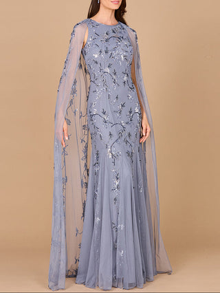 Mermaid Beaded Dress with Long Cape - OUTLET - Glamourous Grace