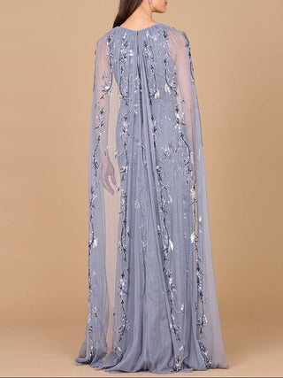 Mermaid Beaded Dress with Long Cape - OUTLET - Glamourous Grace