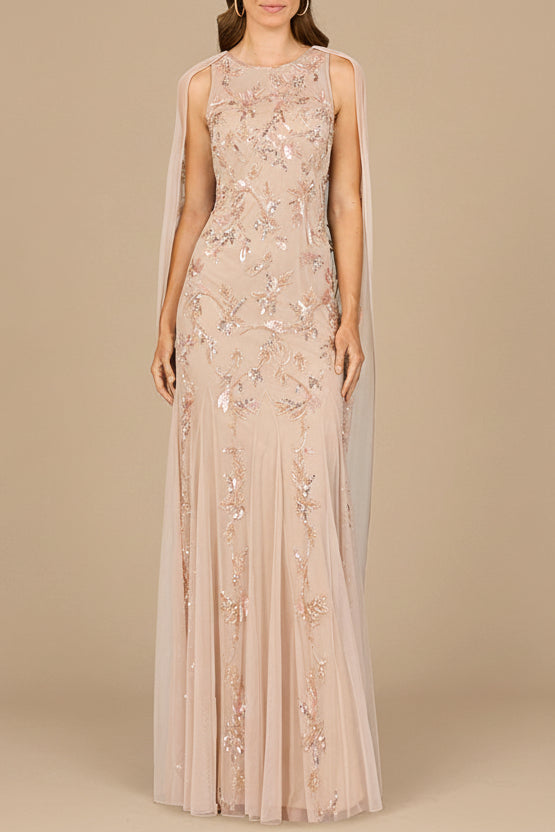 Mermaid Beaded Dress with Long Cape - OUTLET - Glamourous Grace