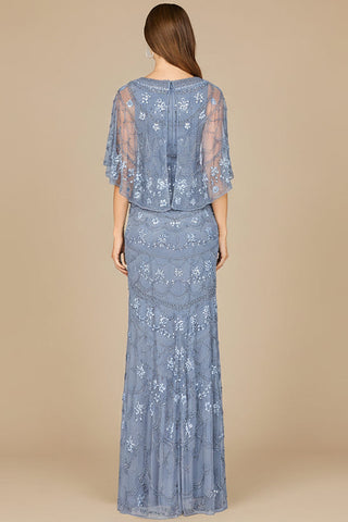 High Neck, Cape Sleeve Beaded Gown  - OUTLET - Glamourous Grace
