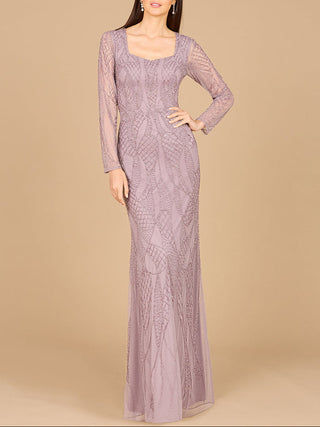 V Neck Beaded Long Sleeve Dress - Glamourous Grace