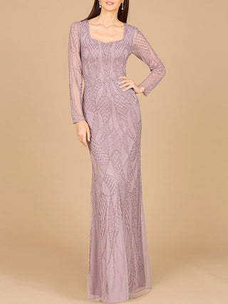 V Neck Beaded Long Sleeve Dress - Glamourous Grace