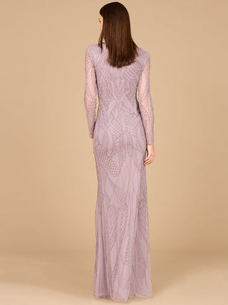 V Neck Beaded Long Sleeve Dress - Glamourous Grace