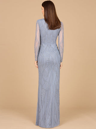 V Neck Beaded Long Sleeve Dress - Glamourous Grace