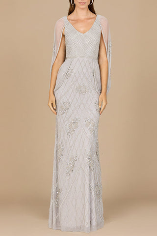 Beaded Cape Sleeve Dress - Glamourous Grace