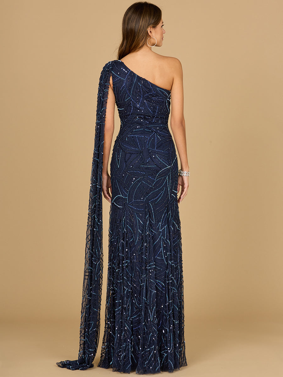 One Shoulder Cape Gown - Glamourous Grace