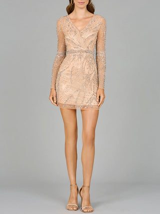 Long Sleeve V-Neck Cocktail Dress - Glamourous Grace