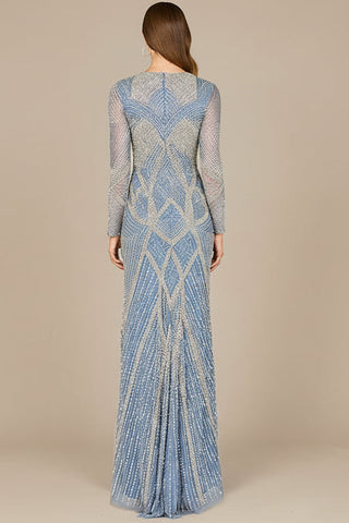 V Neck Beaded Long Sleeve Dress - Glamourous Grace