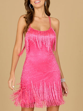 Spaghetti Strap Fringe Dress - Glamourous Grace