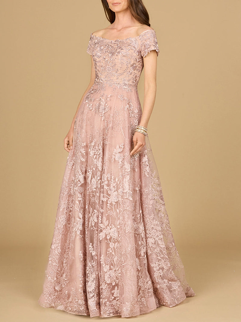 Off Shoulder A-Line Gown | Lara 29122 - Glamourous Grace