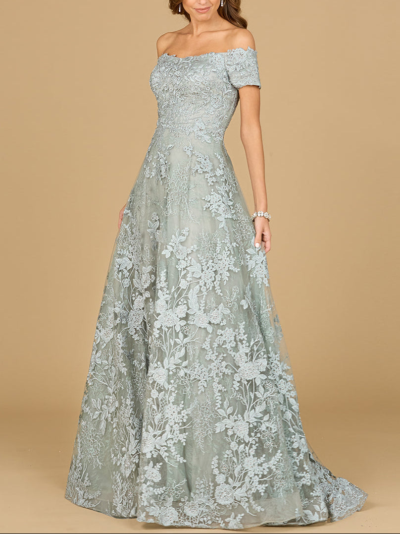Off Shoulder A-Line Gown | Lara 29122 - Glamourous Grace